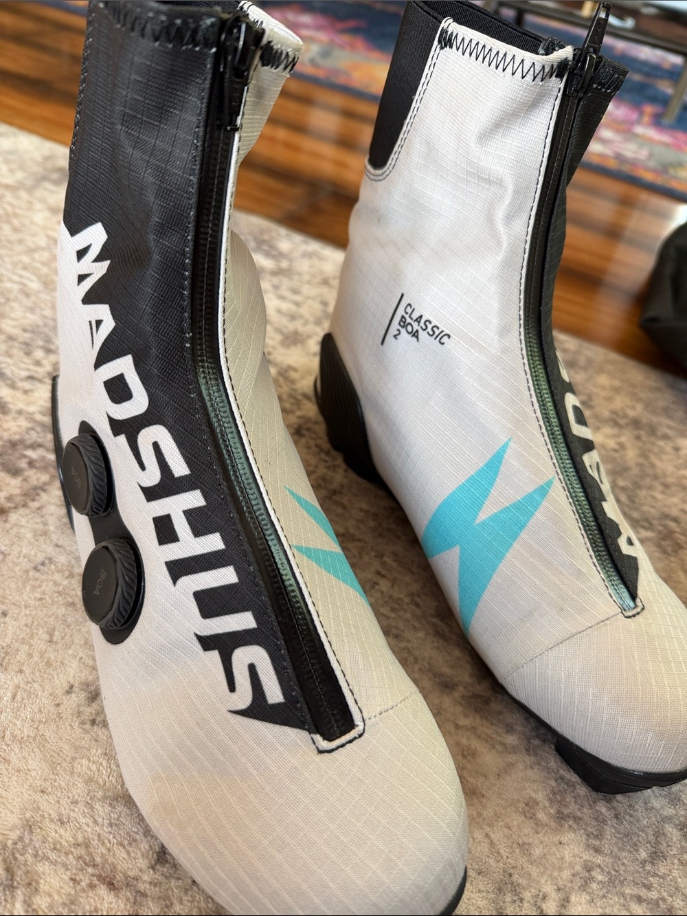 Classic xc ski- White with Black & Teal Accents - lightly worn